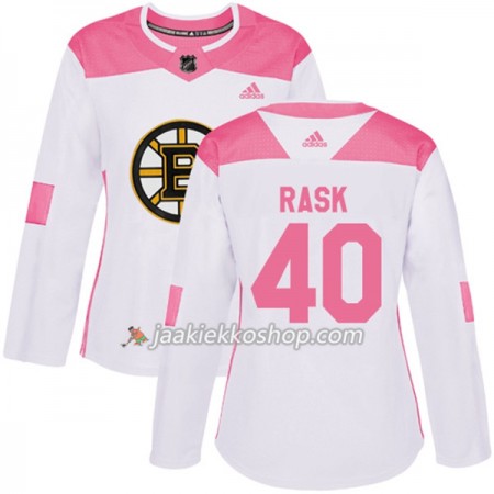 Nainen NHL Boston Bruins Pelipaita Tuukka Rask 40 Adidas 2017-2018 Valkoinen Vaaleanpunainen Fashion Authentic